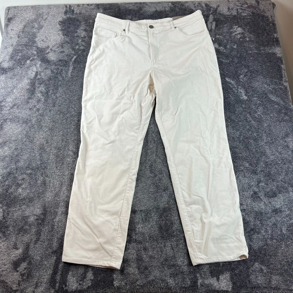 Soft Surroundings Velour White Jeans Fly Front Straight Leg Women's 18 NWT